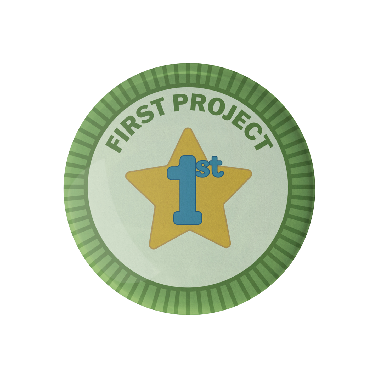 Camp Stitchwood Advanced Base Camp First Project Badge with a star and green border