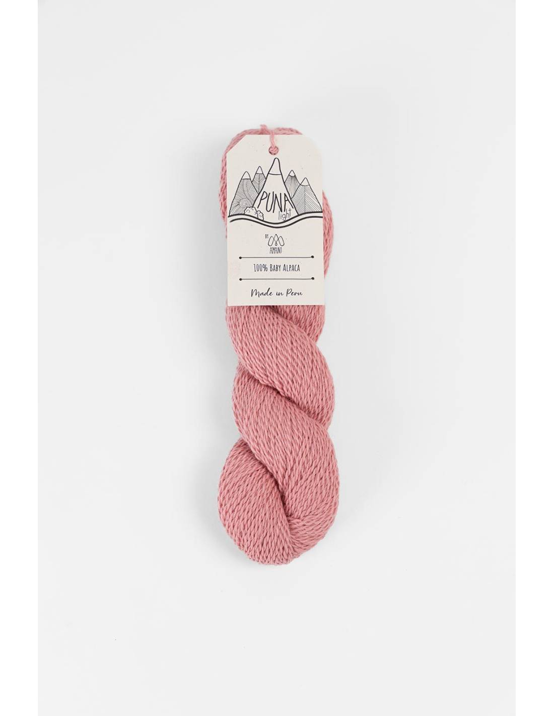 Berroco Amano Puna Light baby alpaca yarn skein in dusty rose soft lightweight alpaca for knitting garments