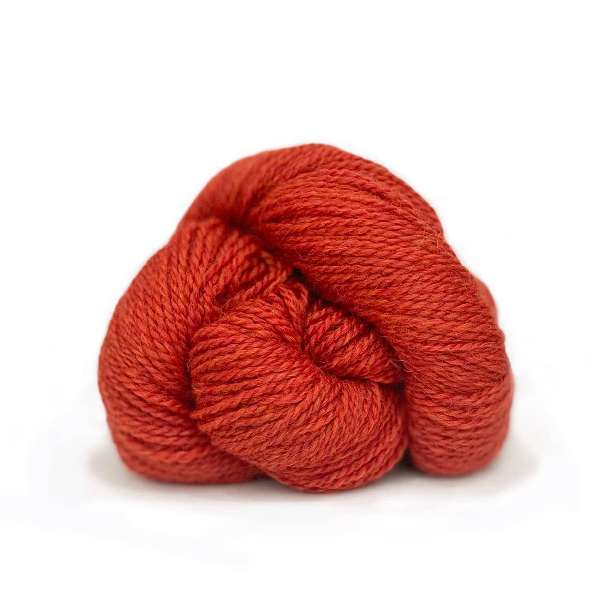 Kelbourne Woolens fingering weight 100% wool yarn hand dyed burnt orange twisted skein for knitting