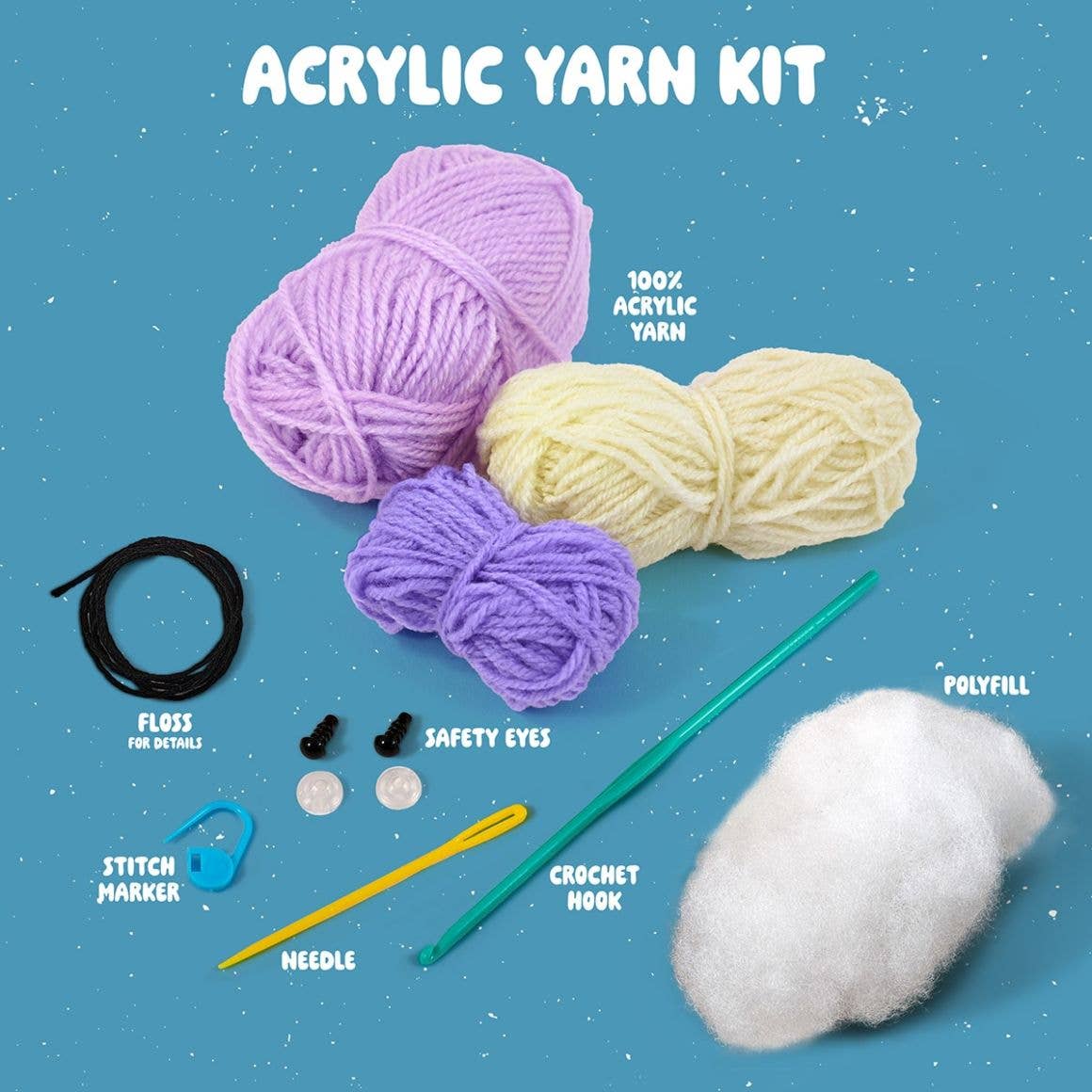 Plaid Crafts amigurumi crochet kit with pastel acrylic yarn crochet hook safety eyes and polyfill