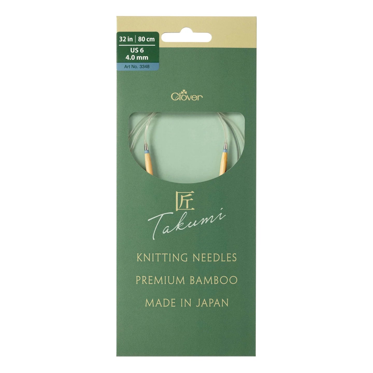 Clover Takumi Premium Bamboo Knitting Needles 32 in 80 cm US 6 4.0 mm Packaging