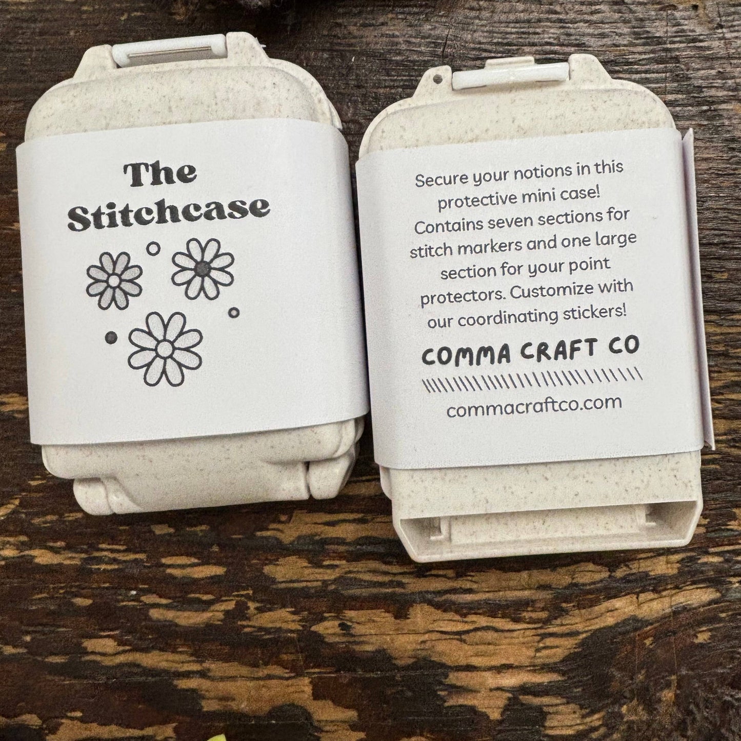 Comma Craft Co compact knitting crochet case set of two protective mini stitchcases with labels