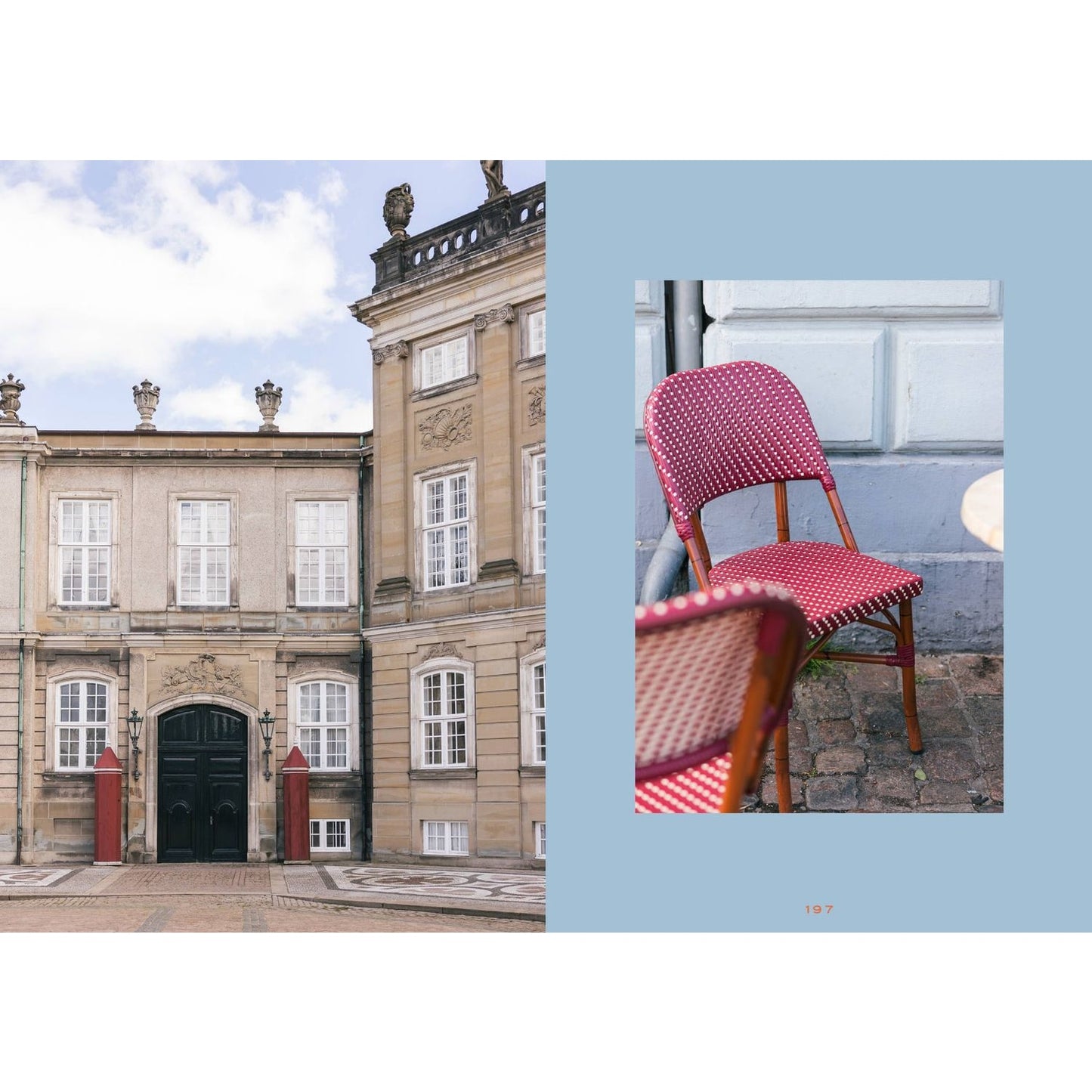 Cozy Colors Book showcasing beautiful architecture and cozy outdoor chairs in vibrant hues