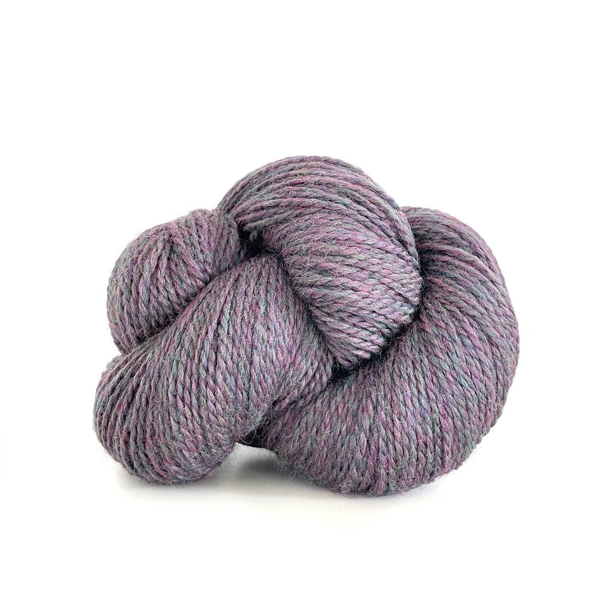 Kelbourne Woolens hand dyed purple heathered fingering weight 100% wool yarn skein for knitting projects