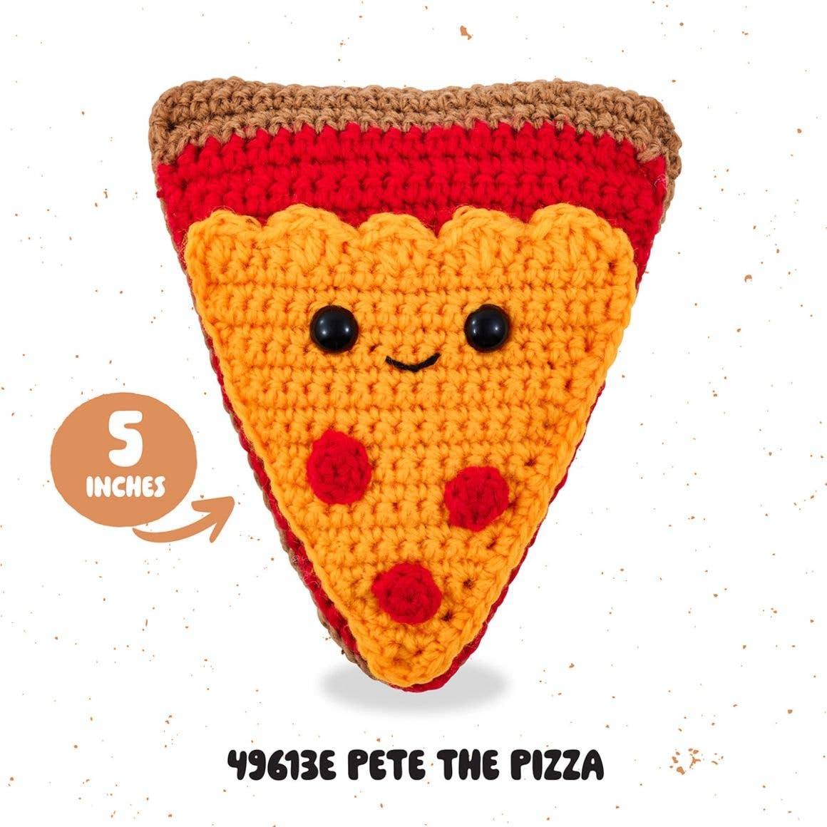 Plaid Crafts Bucilla Pete the Pizza crochet kit finished 5 inch smiling pizza slice plush toy