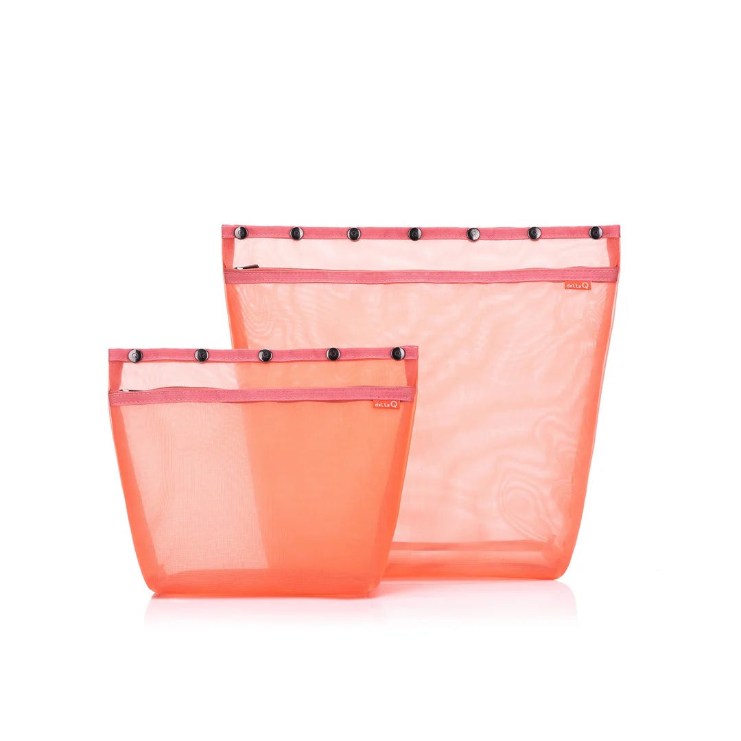 dellaQ Oh Snap bag in orange mesh, perfect for organizing and storing crafts or accessories
