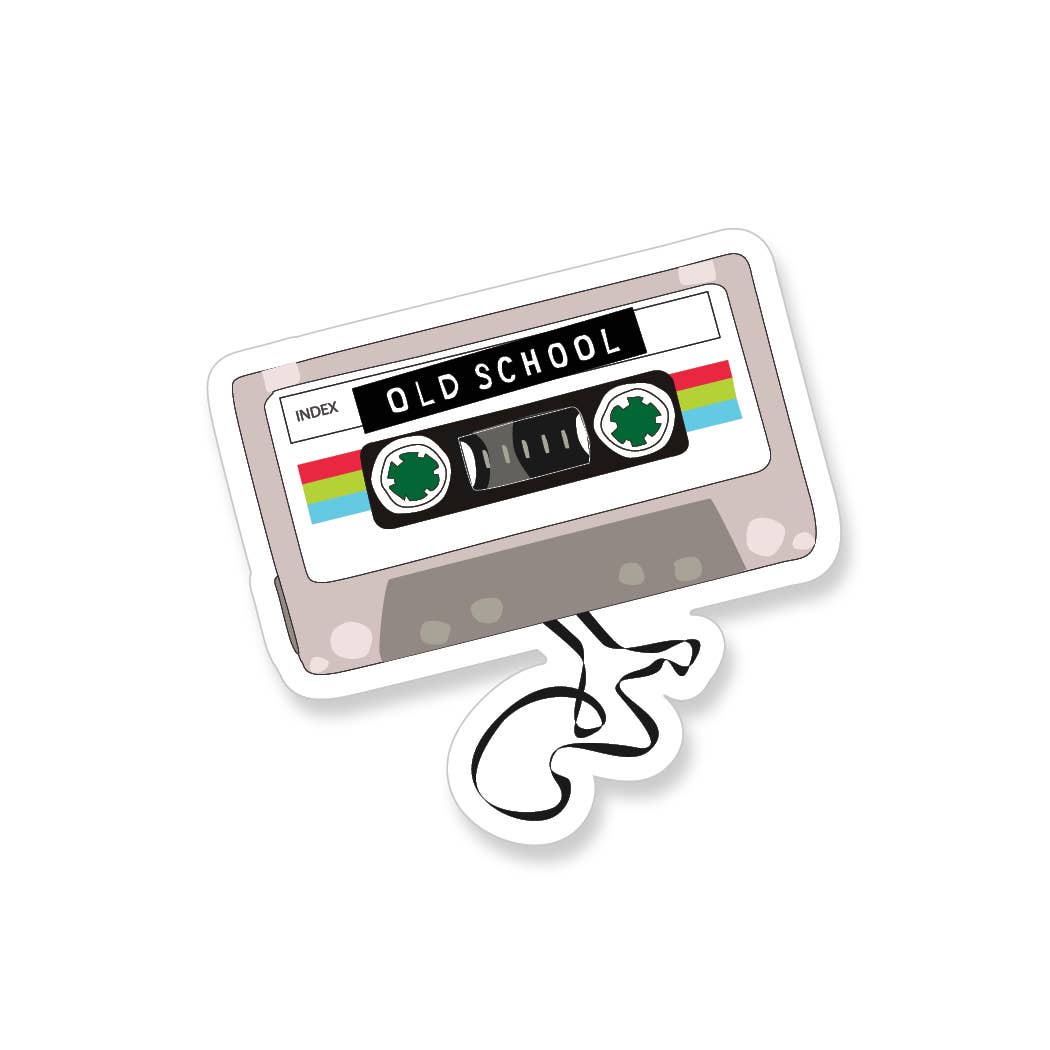 Apartment 2 Cards retro cassette tape rainbow vinyl sticker for laptops with old school design