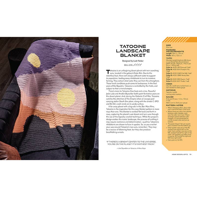 Tatooine Landscape Blanket pattern featuring Star Wars stars and a scenic desert sunset design