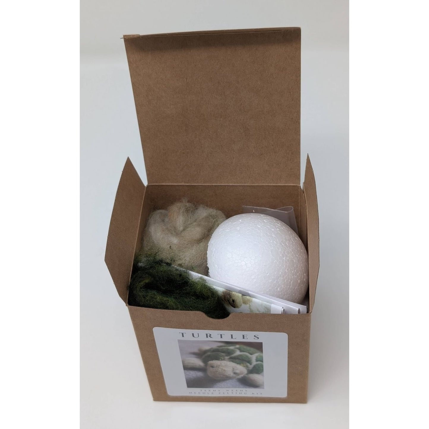 Needle felting needles kit with wool roving and egg base for crafting turtle figurines