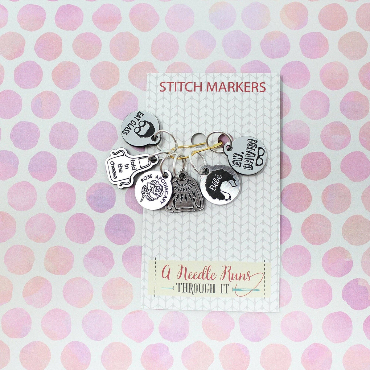 A Needle Runs Through It A Needle Runs Through It - Schitts Creek Inspired- Stitch Markers (set of 6) — view 3 · Notions