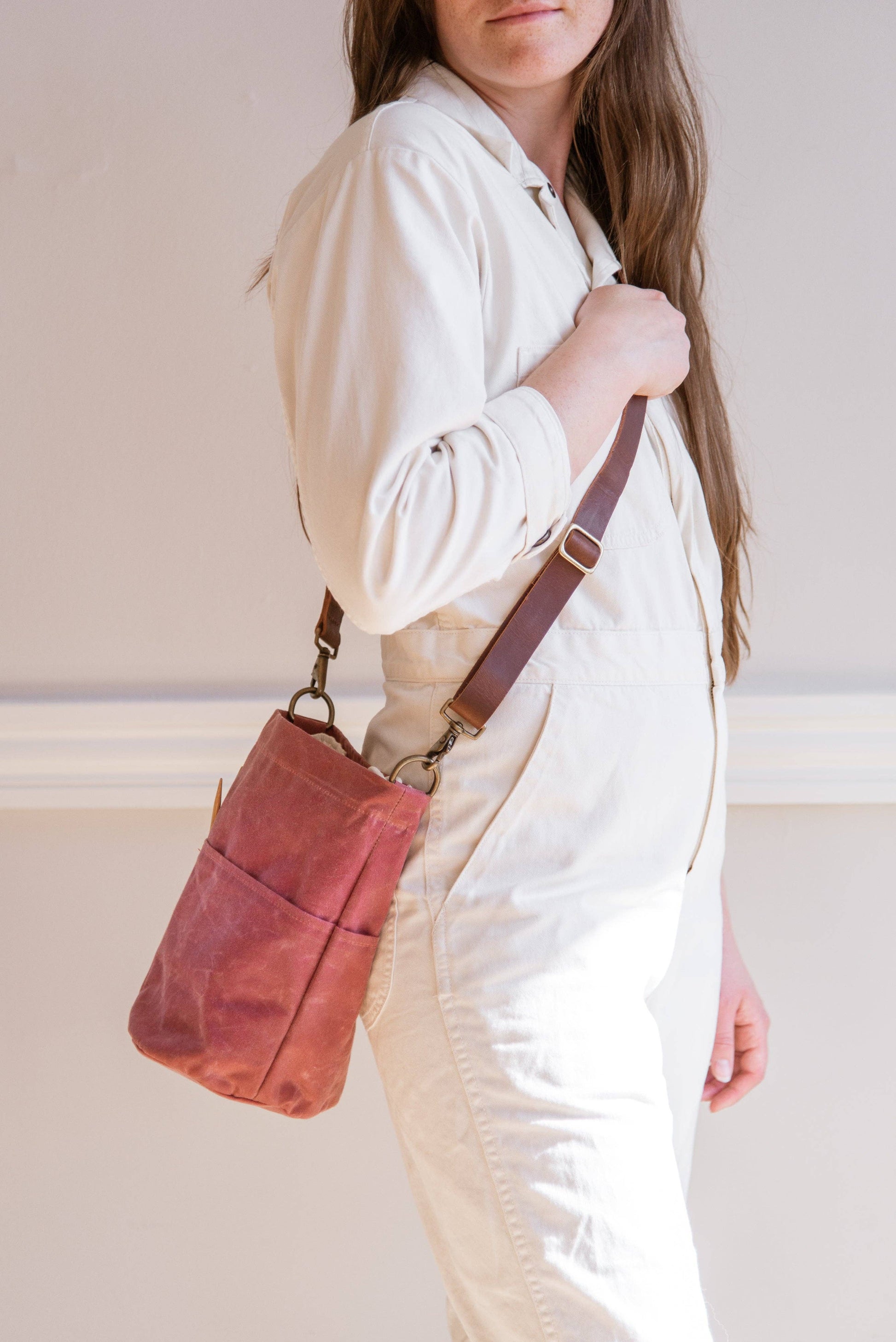 Waxed canvas bucket bag