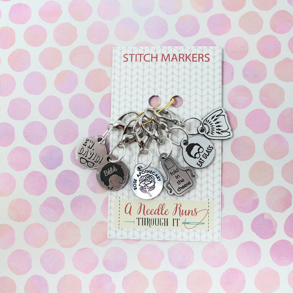 A Needle Runs Through It A Needle Runs Through It - Schitts Creek Inspired- Stitch Markers (set of 6) — view 2 · Notions