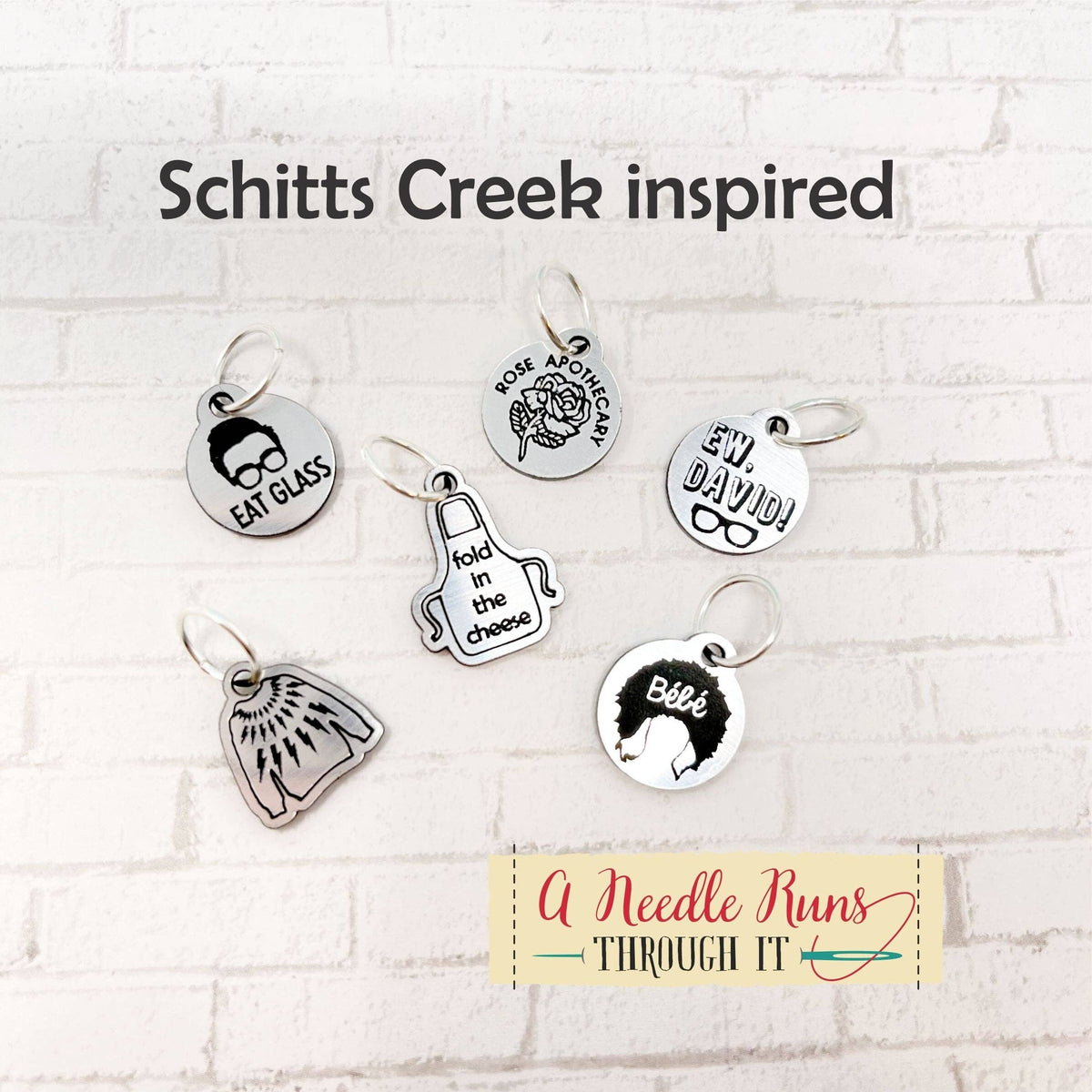 A Needle Runs Through It A Needle Runs Through It - Schitts Creek Inspired- Stitch Markers (set of 6) · Notions