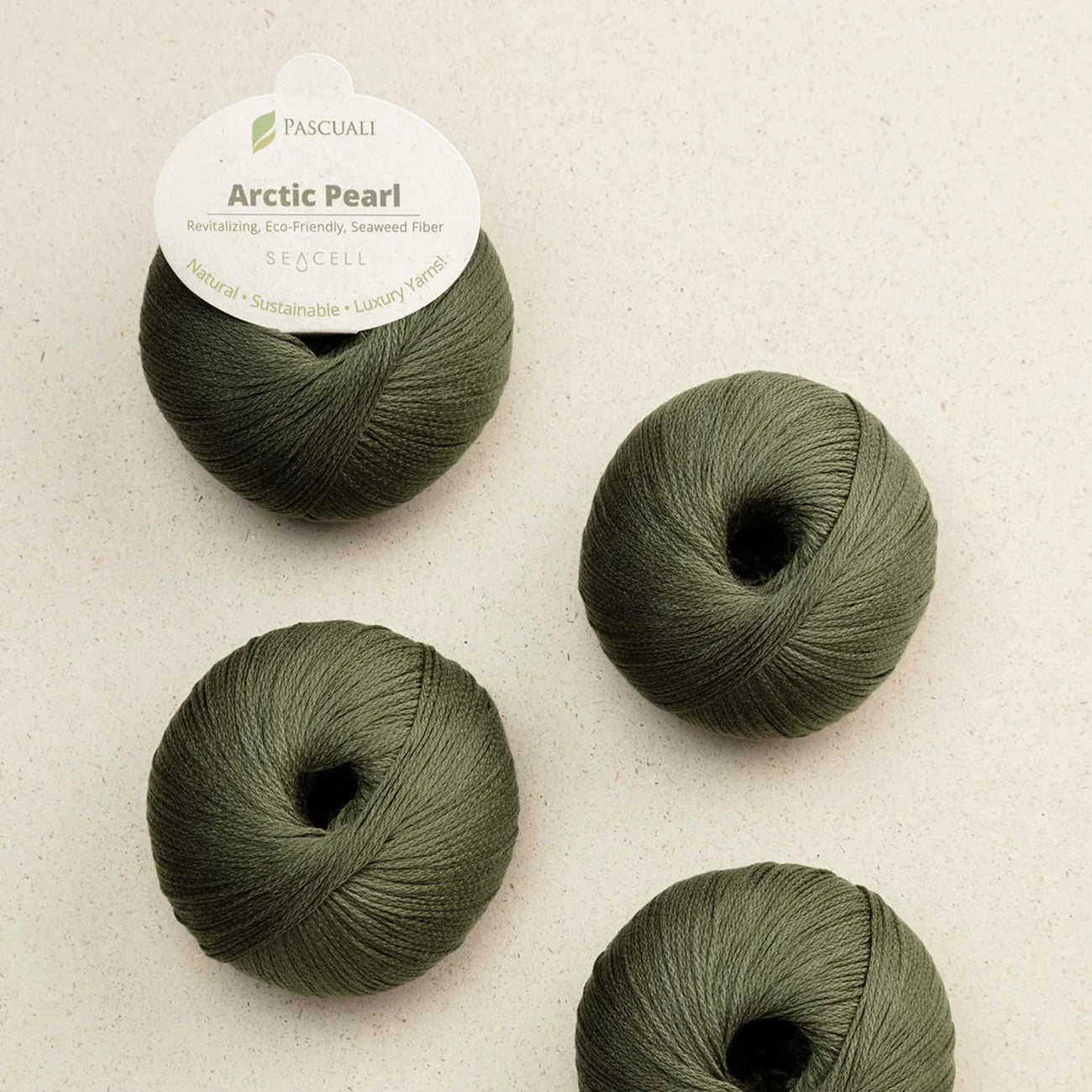 Pascuali Pascuali Arctic Pearl Yarn Soft Fine Wool for Knitting or Crochet in Olive — view 15 · yarn
