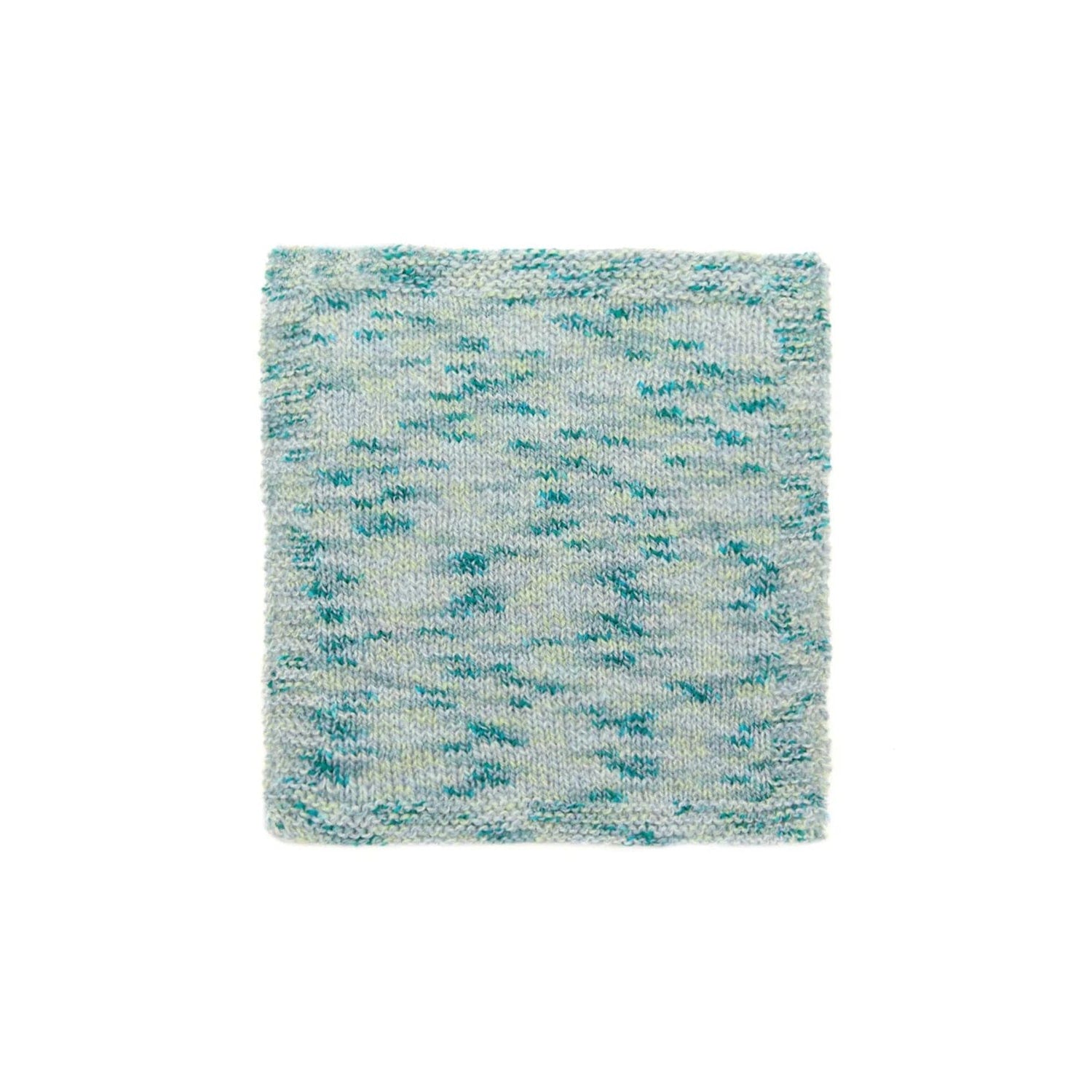 Swatch of Fibra Natura Cobblestone yarn in pale blue and green tones, showcasing its texture and blend