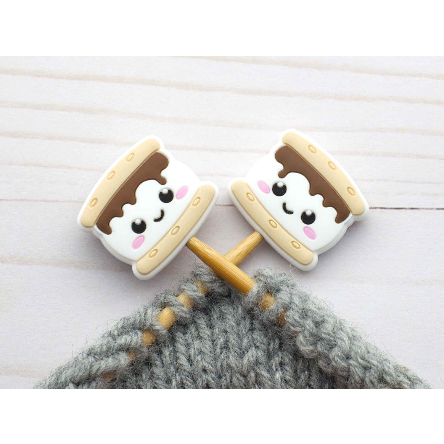 Cute Fox & Pine Stitches S'mores Stitch Markers, perfect accessories for knitting projects