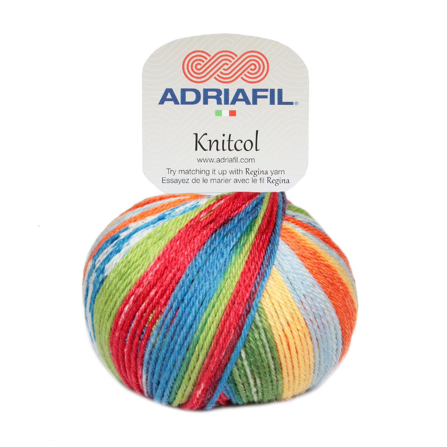 Adriafil Knitcol yarn in vibrant colors, perfect for colorful knitting projects