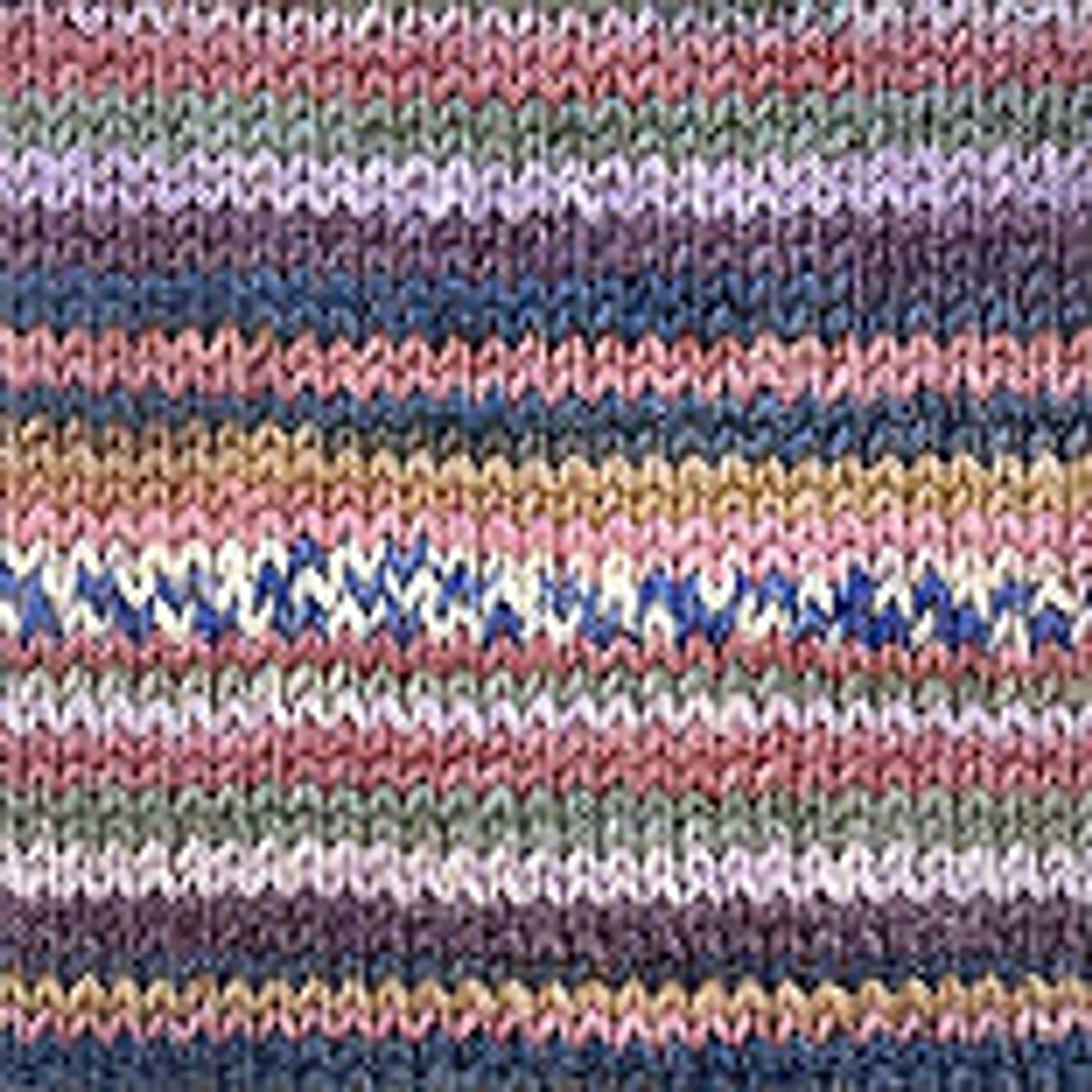 Close-up of textured fabric created with Adriafil Knitcol yarn in various colorful stripes