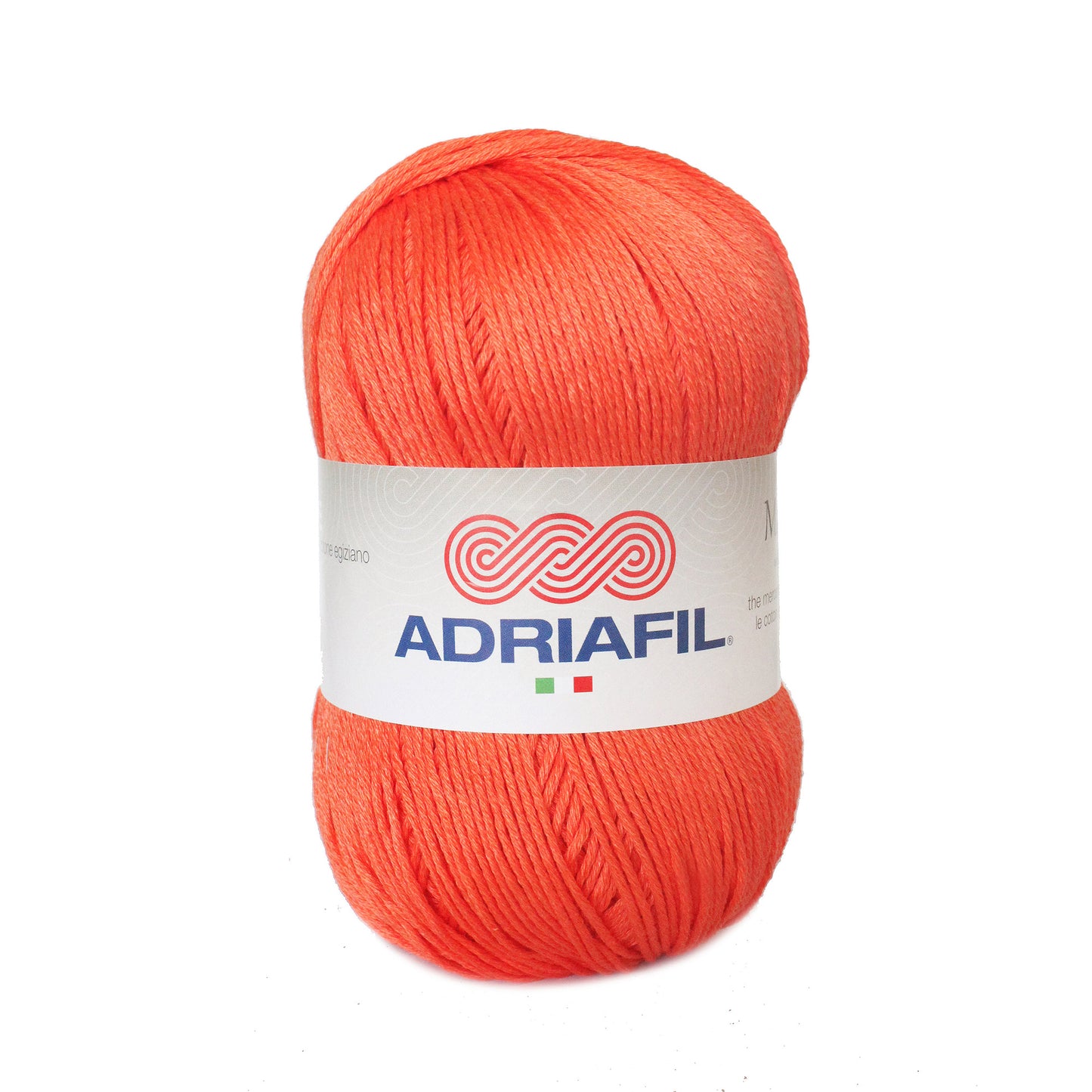 Bright orange Adriafil Memphis cotton yarn in a skein for knitting and crochet projects