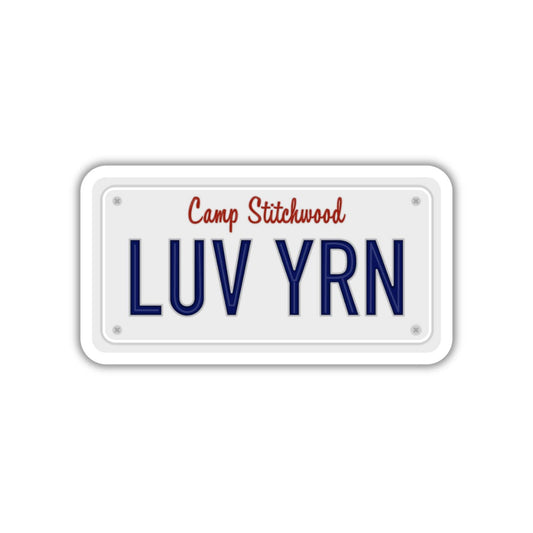 Personalized Camp Stitchwood License Plate with LUV YRN for advanced base camp enthusiasts
