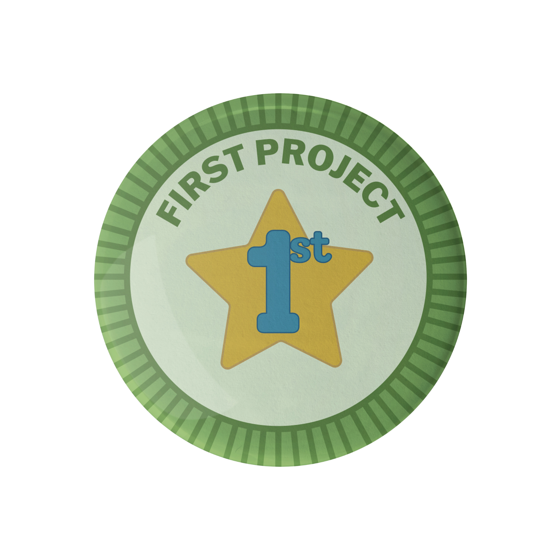 Camp Stitchwood Advanced Base Camp First Project Badge with a star and green border