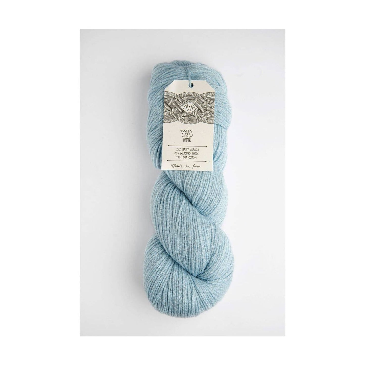 Amano yarn by Berroco in soft light blue color, perfect for knitting and crochet projects