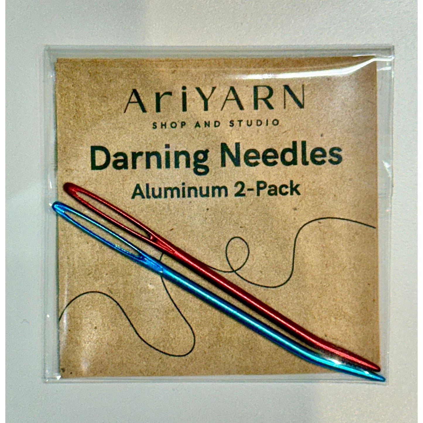 AriYARN Aluminum Darning Needles for Knitting in a 2-Pack with Red and Blue Needles