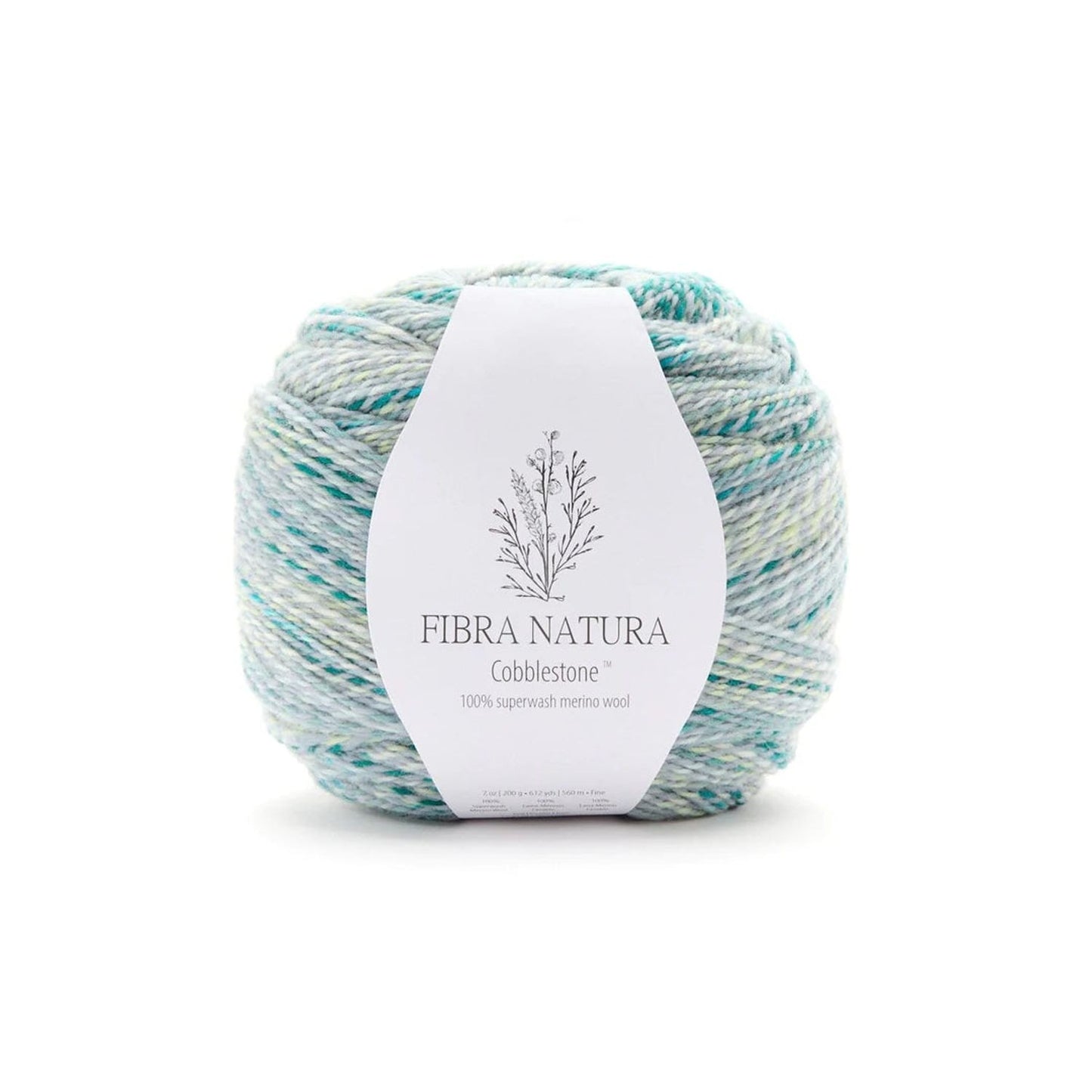 Fibra Natura Cobblestone yarn in soft pastel colors, made from 100 percent superwash merino wool