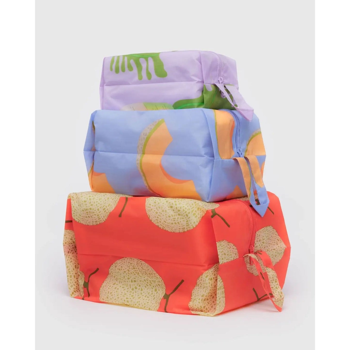 Baggu 3D Zip Set featuring colorful fruit designs for versatile storage and organization