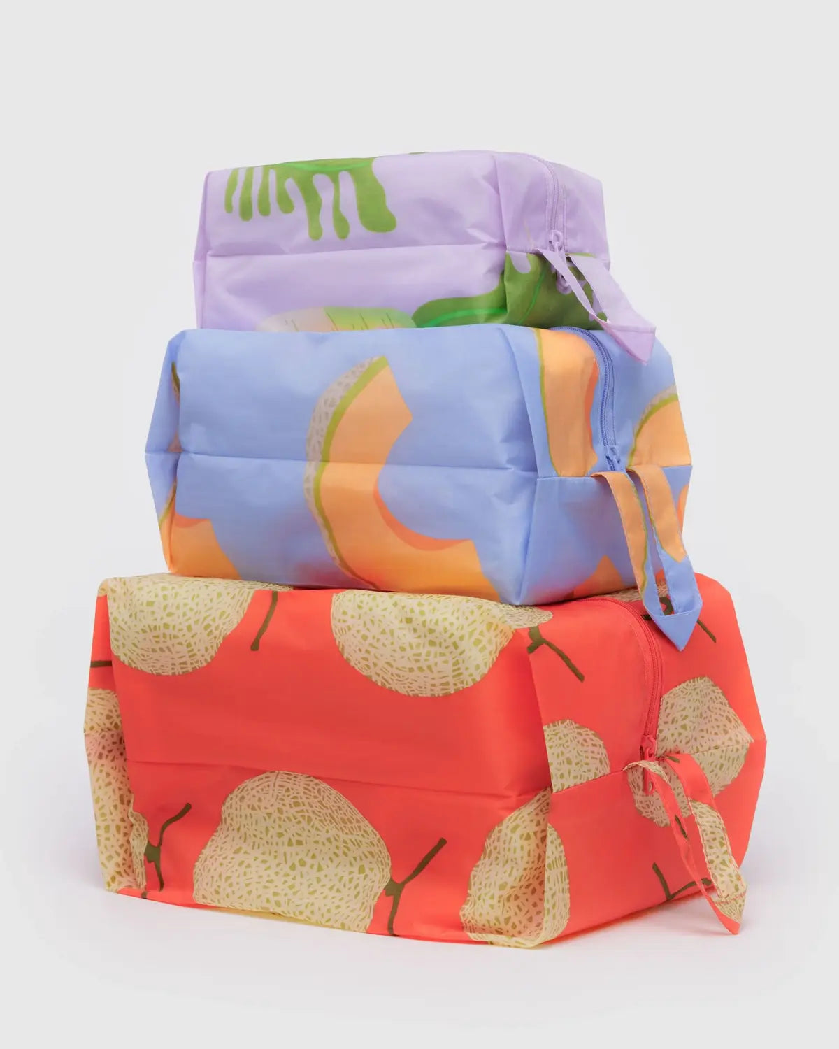 Baggu 3D Zip Set featuring colorful fruit designs for versatile storage and organization