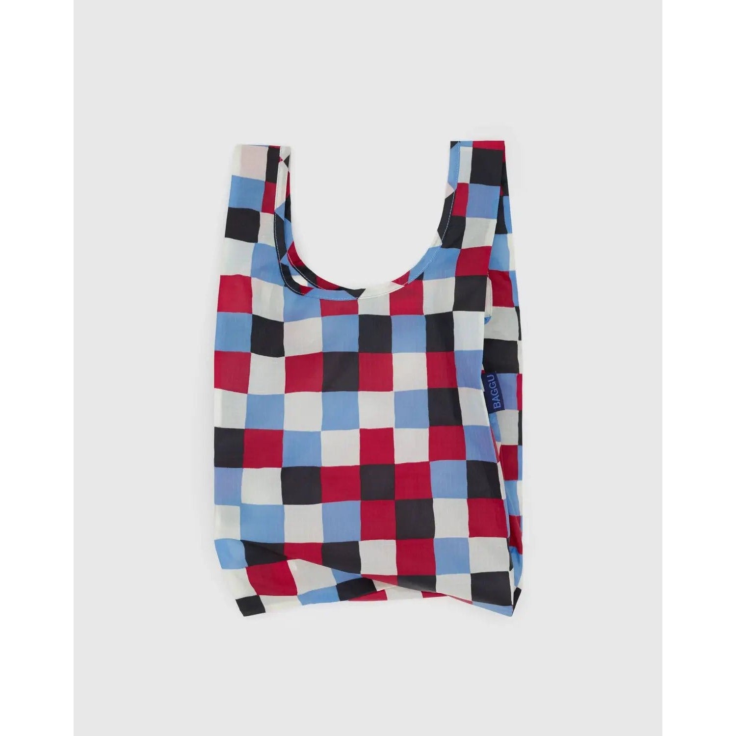 Baby Baggu reusable bag in colorful checkered pattern, perfect for shopping and everyday use