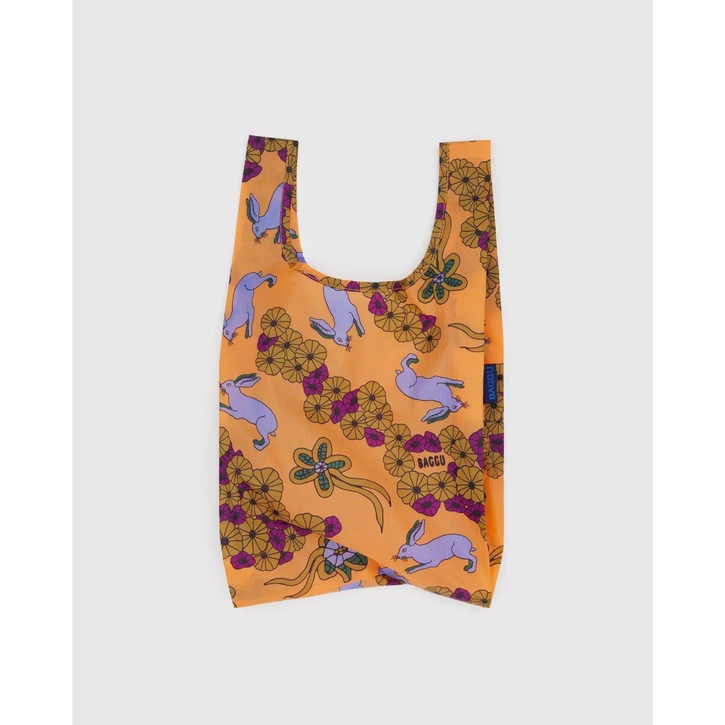 Baby Baggu reusable bag featuring a colorful rabbit and floral design for eco-friendly shopping