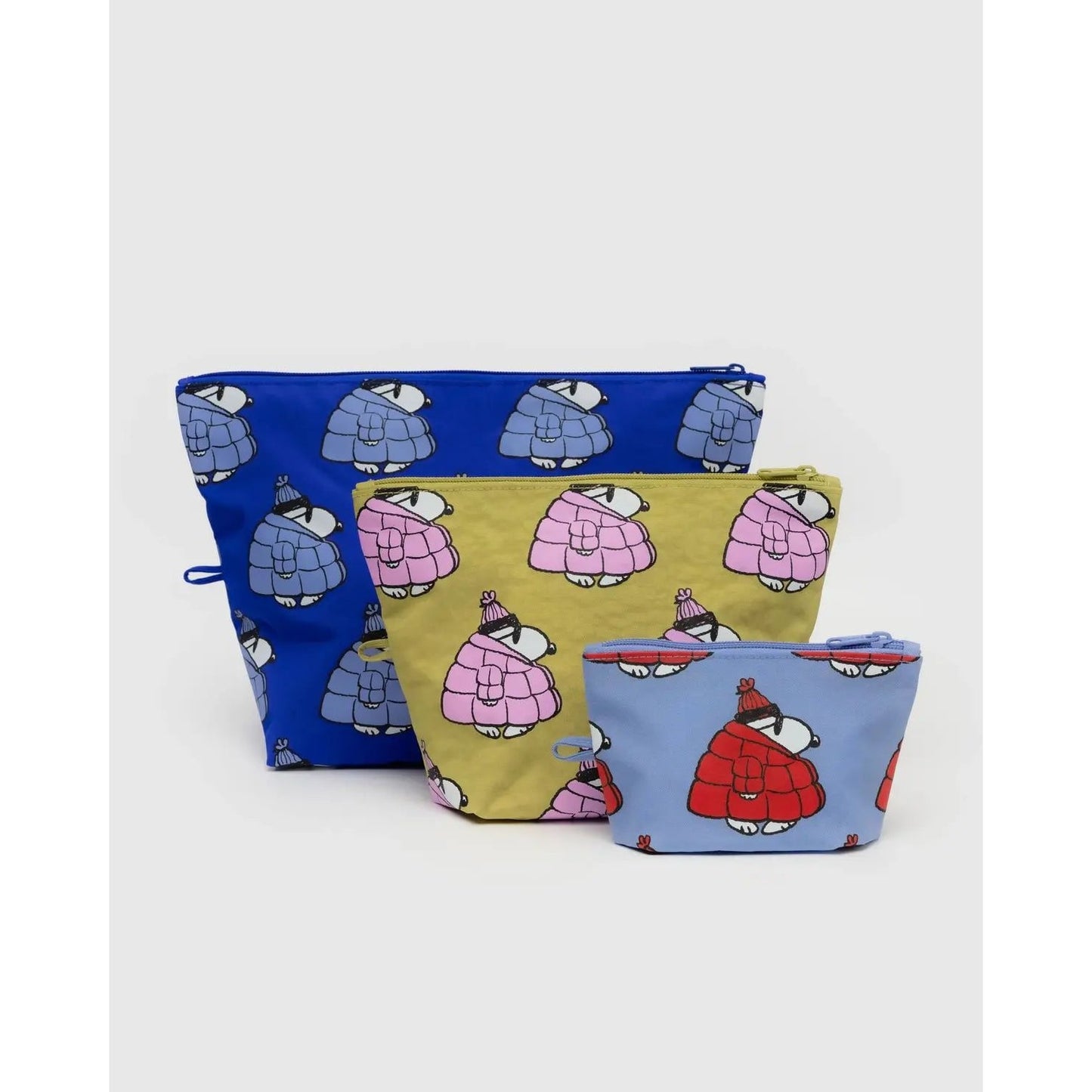 Baggu Go Pouch Set for knitting supplies in colorful designs with various sizes