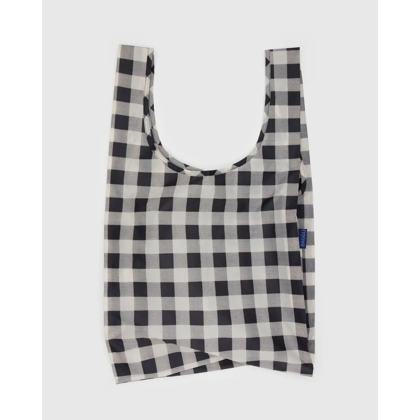 Baggu standard reusable bag in black and white checkered pattern perfect for eco-friendly shopping