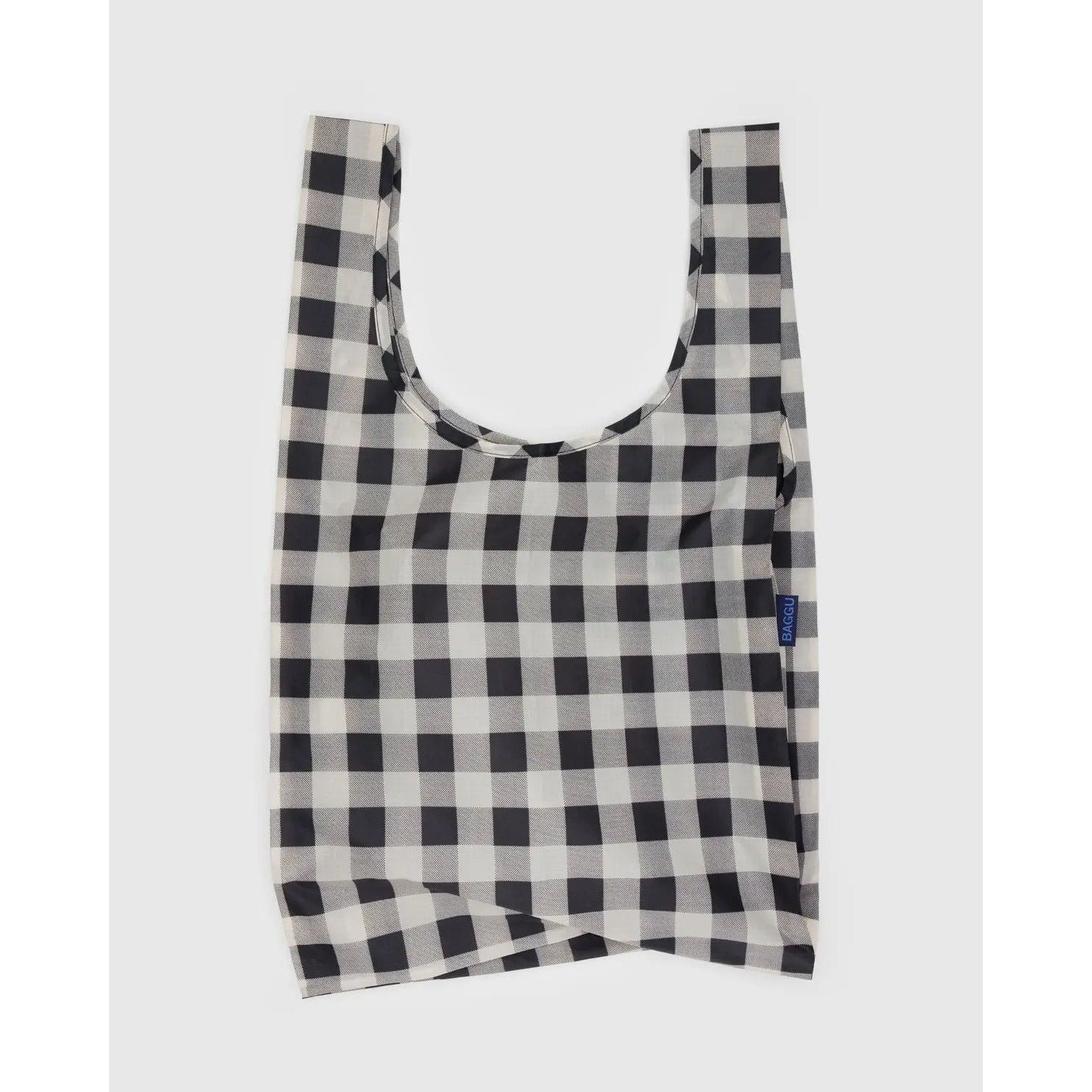 Baggu standard reusable bag in black and white checkered pattern perfect for eco-friendly shopping