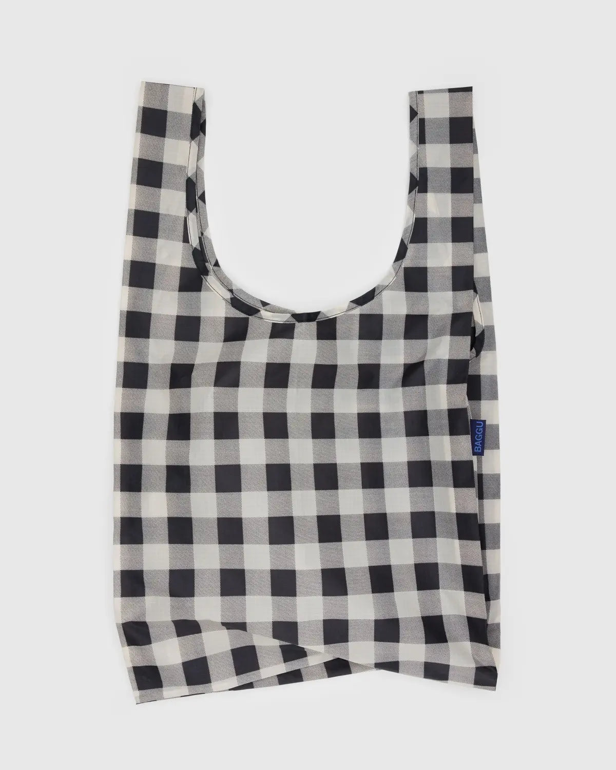 Baggu standard reusable bag in black and white checkered pattern perfect for eco-friendly shopping
