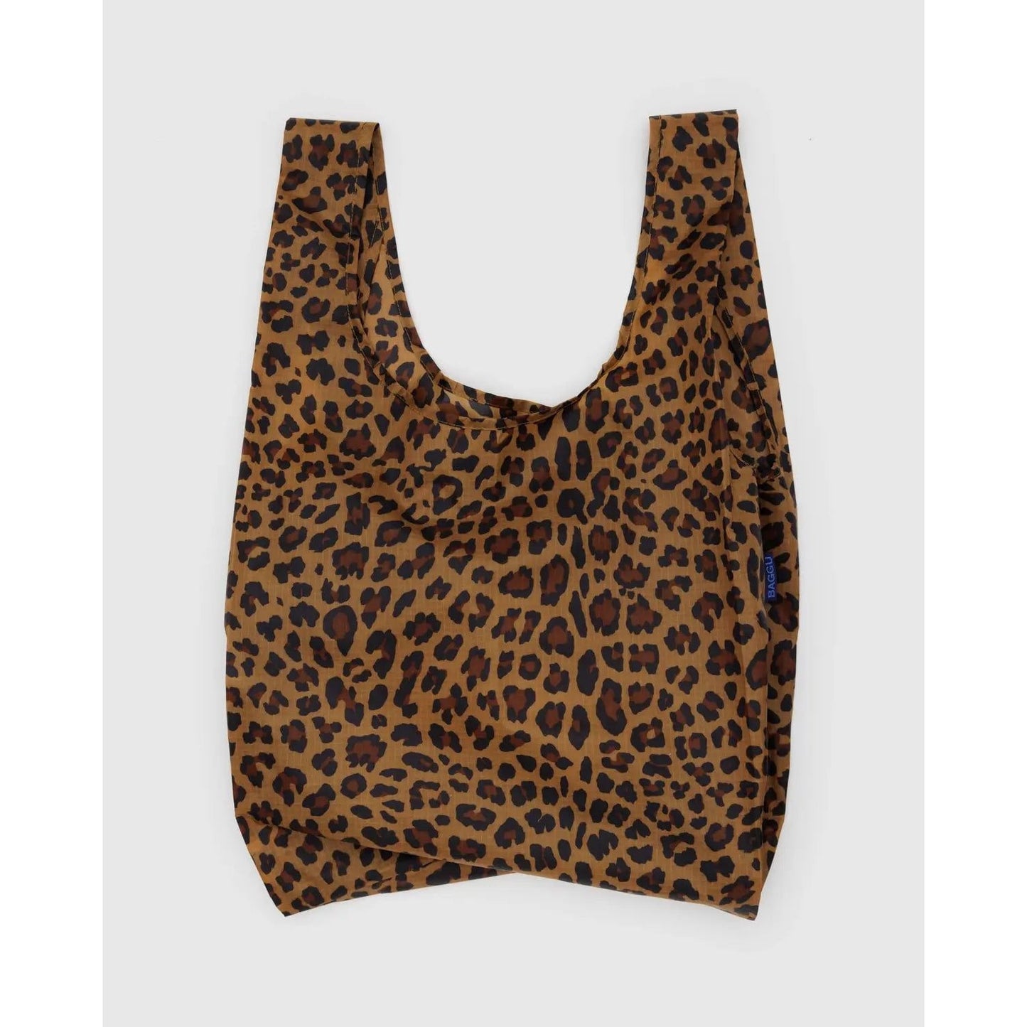 Baggu standard reusable bag in leopard print pattern for eco-friendly shopping