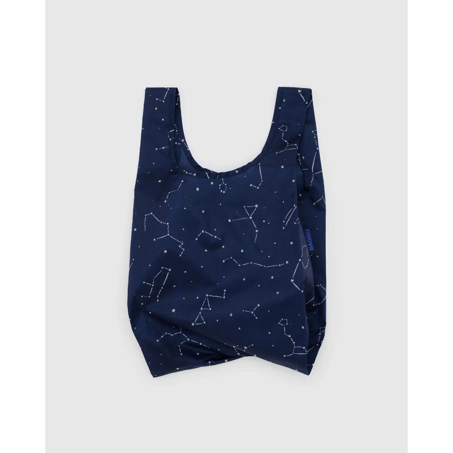 Baggu standard reusable bag in navy blue with constellation print for eco-friendly shopping