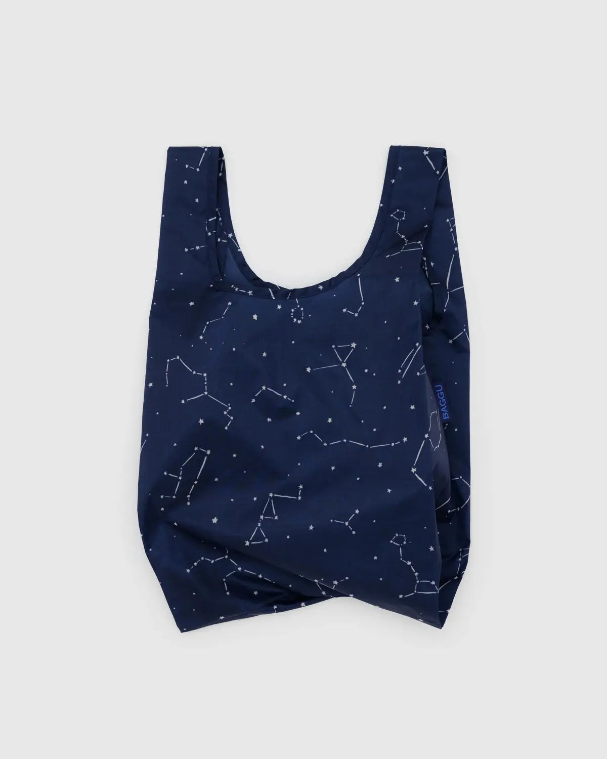 Baggu standard reusable bag in navy blue with constellation print for eco-friendly shopping