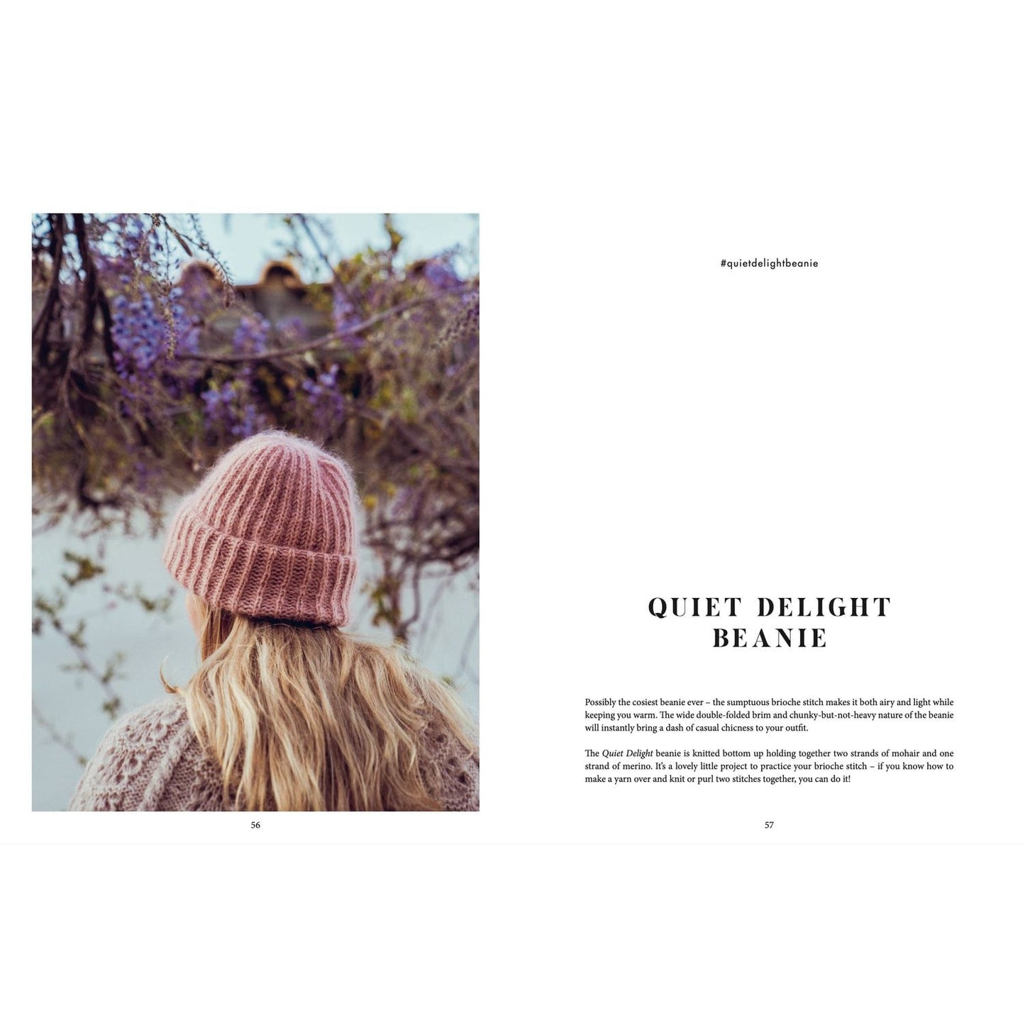 Cozy Quiet Delight Beanie in soft pink showcasing patterns in knitting for stylish winter wear
