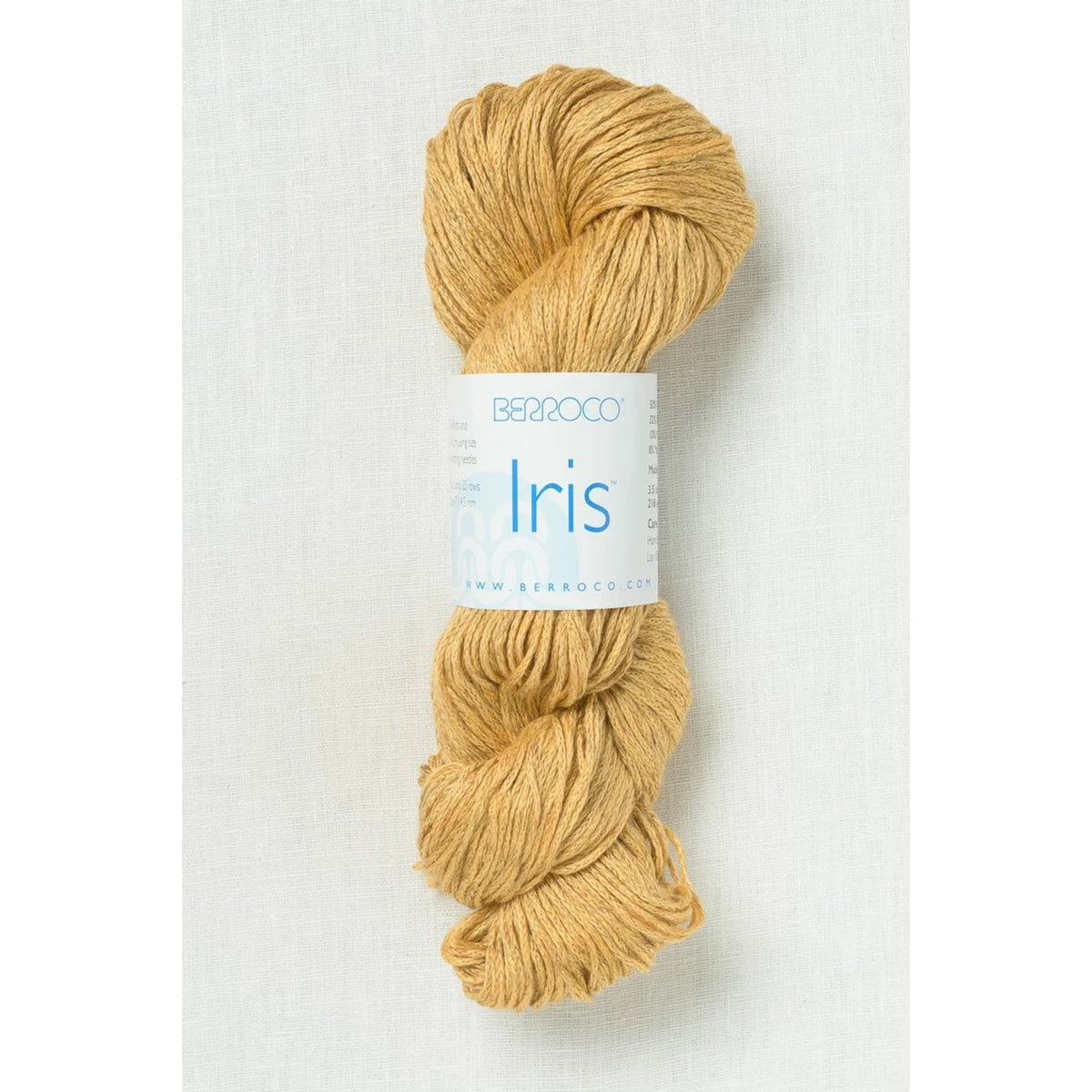 Berroco yarn Iris in a warm golden color, perfect for knitting and crochet projects