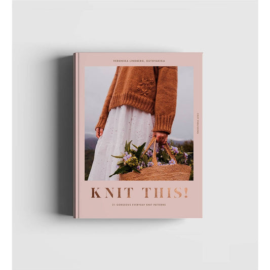 Knit This! Book Cover Featuring Stylish Knitting Patterns in Knitting and Floral Accents