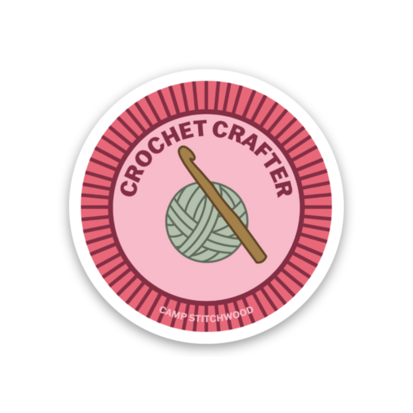 cs2 sticker craft maker featuring a crochet ball and hook with the text Crochet Crafter