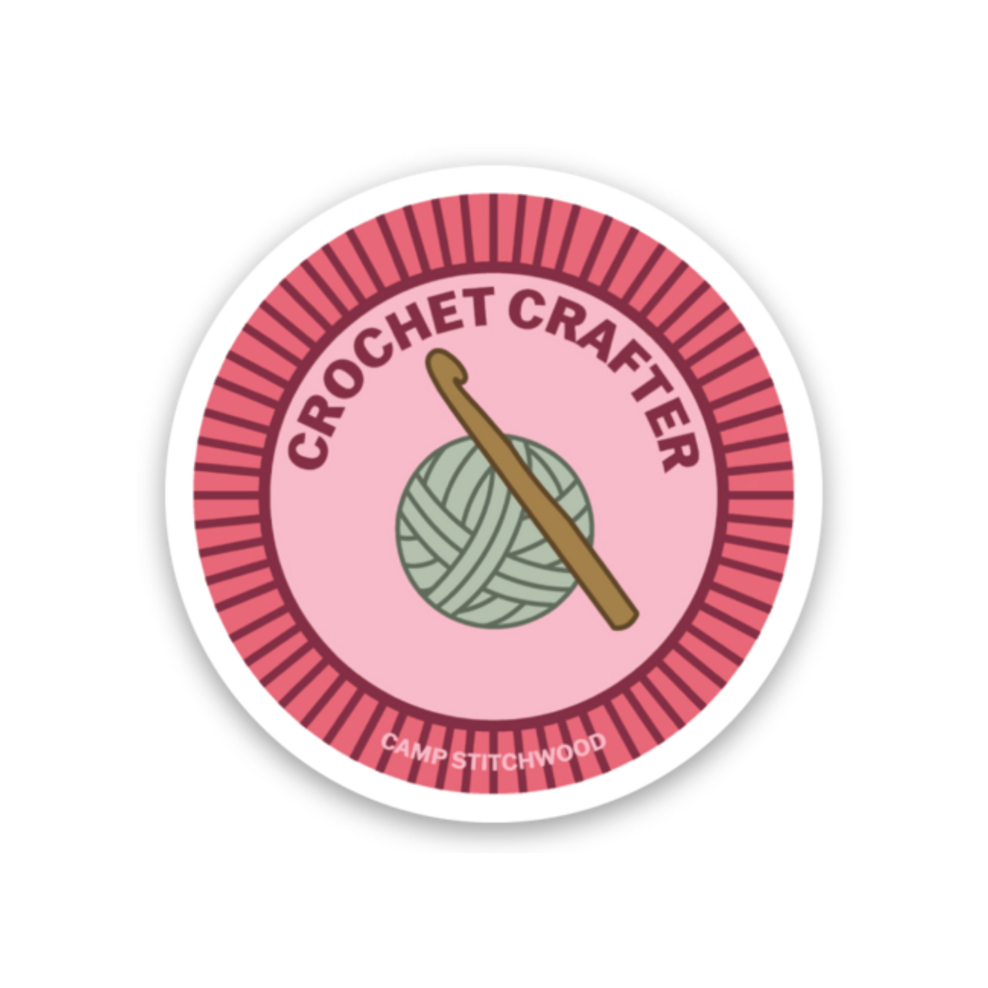 cs2 sticker craft maker featuring a crochet ball and hook with the text Crochet Crafter