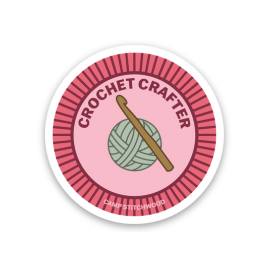 cs2 sticker craft maker featuring a crochet ball and hook with the text Crochet Crafter