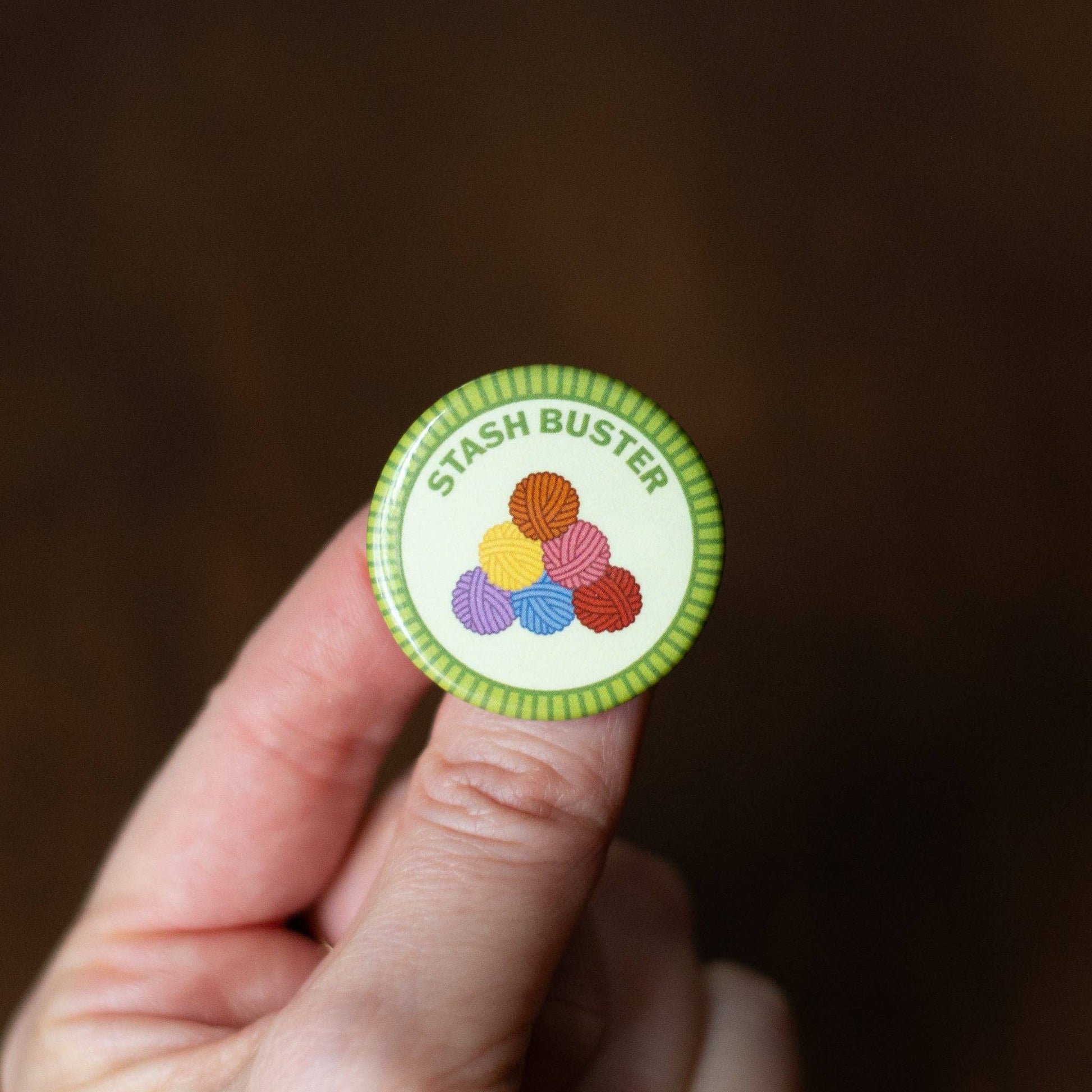 Camp Stitchwood Stash Buster Button with Colorful Yarn Balls for Sewing ma Projects