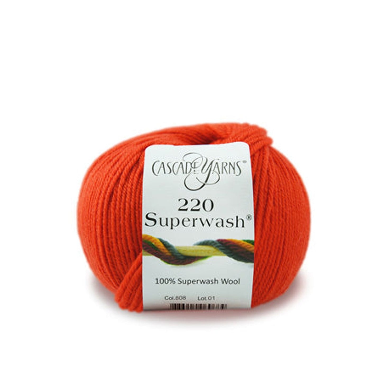 Cascade Yarns 220 Superwash wool in vibrant orange, perfect for versatile knitting projects