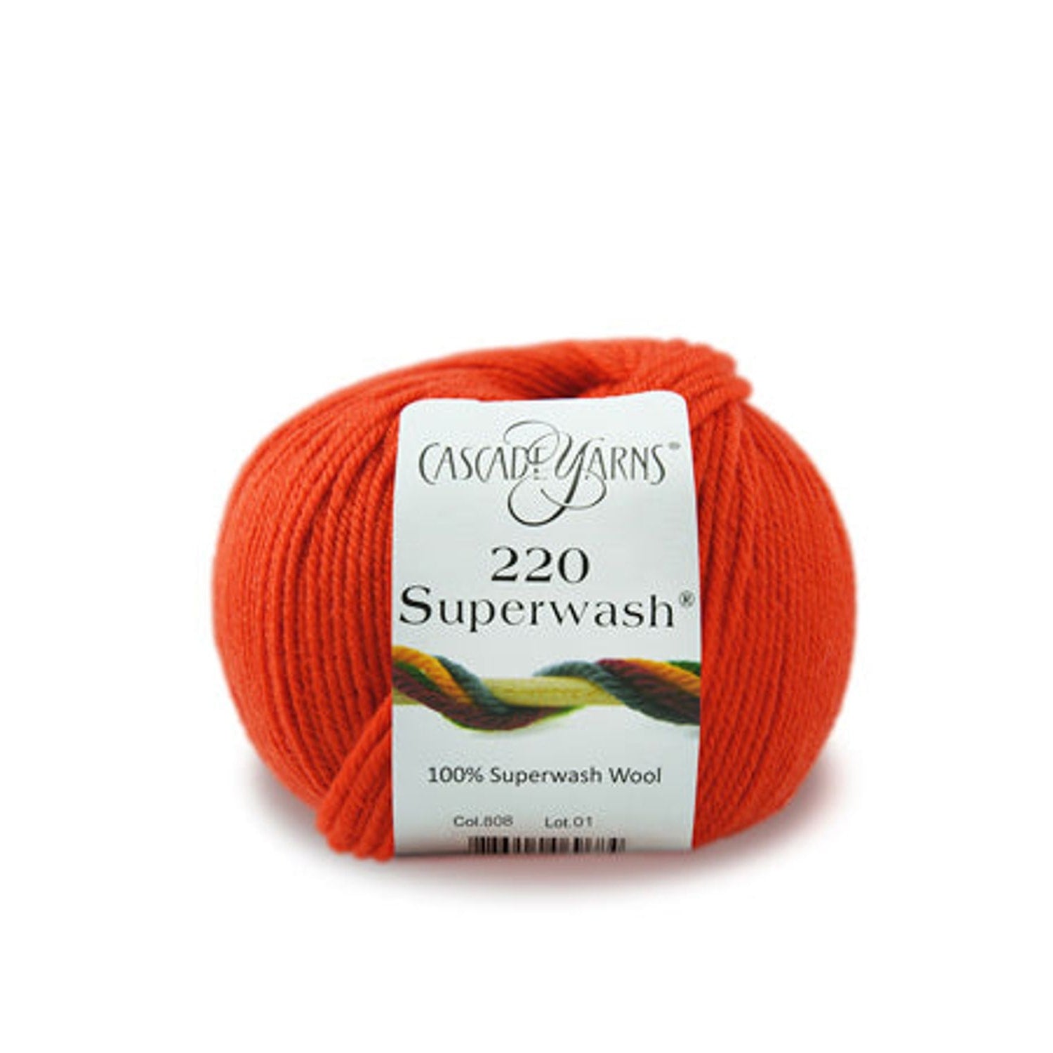 Cascade Yarns 220 Superwash wool in vibrant orange, perfect for versatile knitting projects