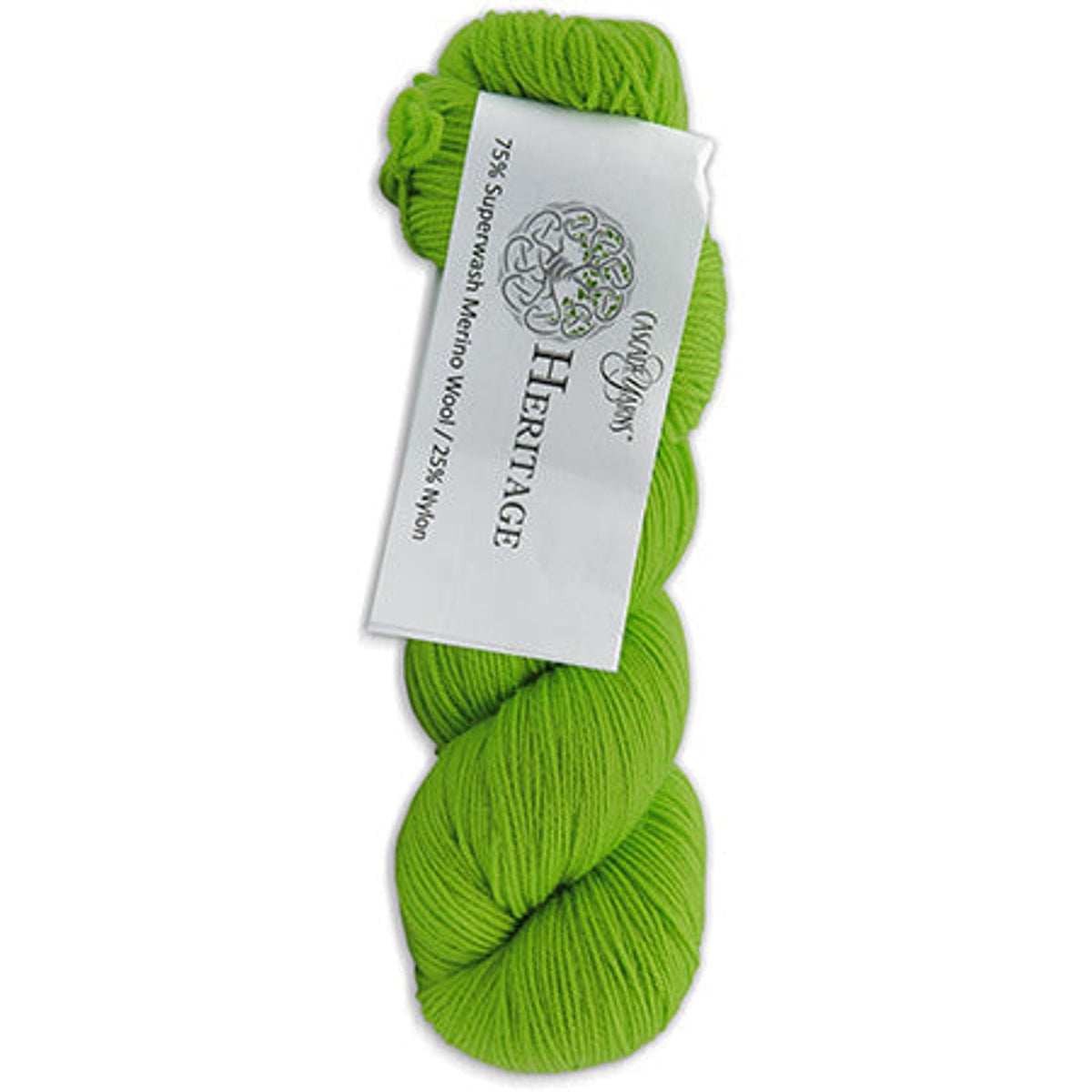 Cascade Yarns Heritage superwash merino wool yarn in vibrant green for knitting and crochet projects