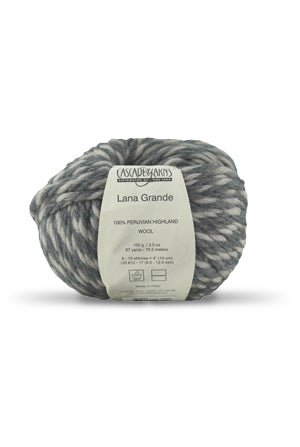 Cascade Yarns Lana Grande wool in gray and white, perfect for cozy knitting projects